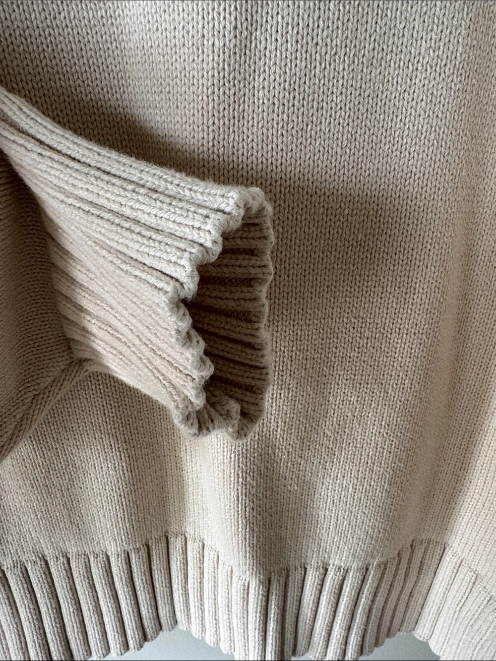 J. Crew Cream Cotton Ribbed Mock Neck Sweater Fisherman Coastal Preppy Classic